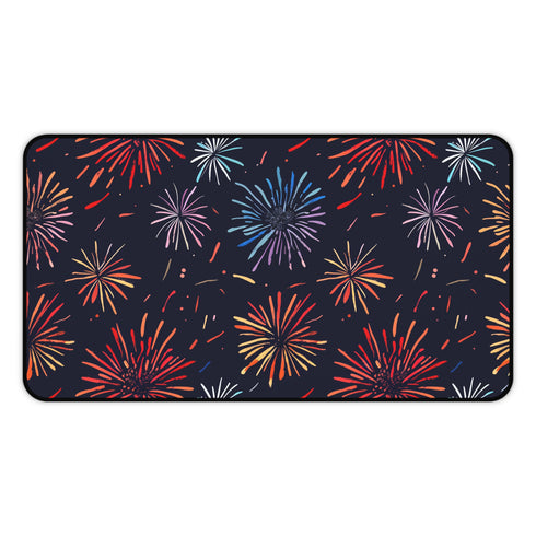 Colorful Fireworks Fiesta Desk Mat - Brighten up your workspace with this festive and stylish desk accessory, perfect for protecting your desktop.