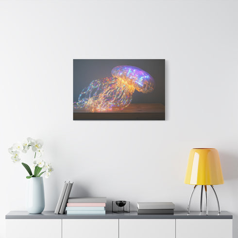 Jellyfish with Fiber Optic Tentacles Stretched Canvas Wall Art