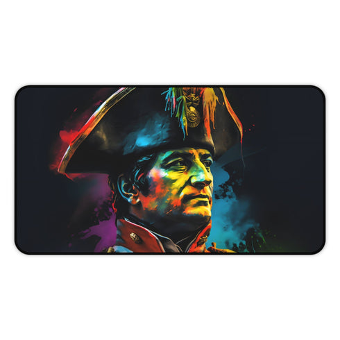 Napoleon watercolor neon desk mat with vibrant art and protection.
