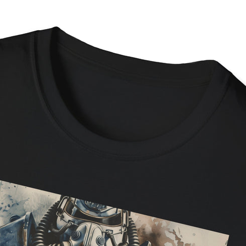 Charcoal cotton t-shirt with watercolor Power Armor illustration