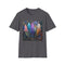 Charcoal bohemian feather tapestry t-shirt with crew neck and regular fit