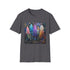Charcoal bohemian feather tapestry t-shirt with crew neck and regular fit