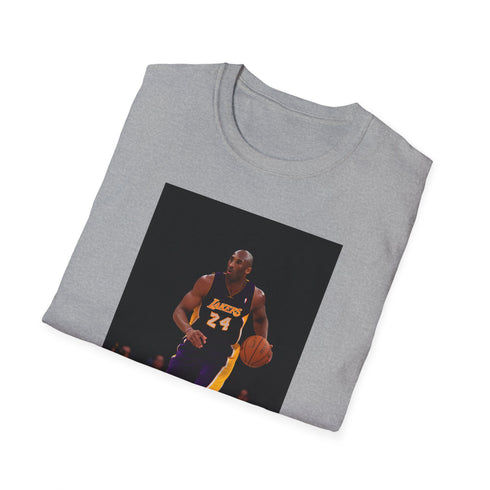 Charcoal crew neck cotton tee with Kobe Bryant Lakers tribute design