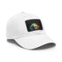 Vibrant neon baseball cap with colorful watercolor Einstein portrait.