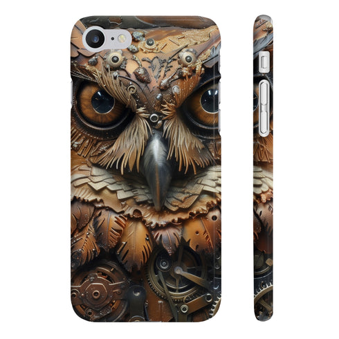 Steampunk owl phone case, glossy finish for iPhone 7/8 Plus.