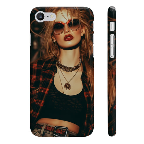 Glossy 90s Grunge iPhone 7 Plus Phone Case with Rebel Design