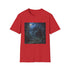 Charcoal cotton T-shirt with moonlit castle forest design for fantasy lovers