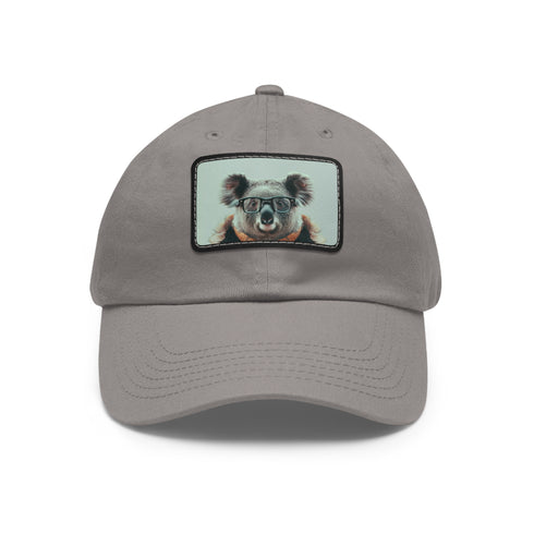 White cotton baseball cap with cool cat patch for a trendy look.