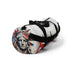 Colorful American flag duffel bag with unique line drawing design.