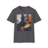 Charcoal cotton T-shirt with vibrant Thanos painting regular fit crew neck