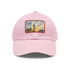 London Skyline Watercolor Baseball Cap in White with Light Brown Rectangle Patch