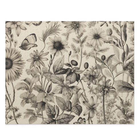 Botanical bliss jigsaw puzzle with serene seamless botanical pattern.