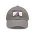 German Shepherd themed white cotton unisex baseball cap with light brown patch.