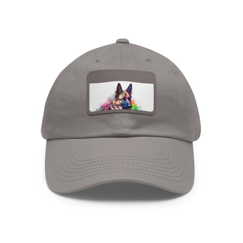 German Shepherd PupPrint Baseball Cap White Light Brown Rectangle Unisex Hat