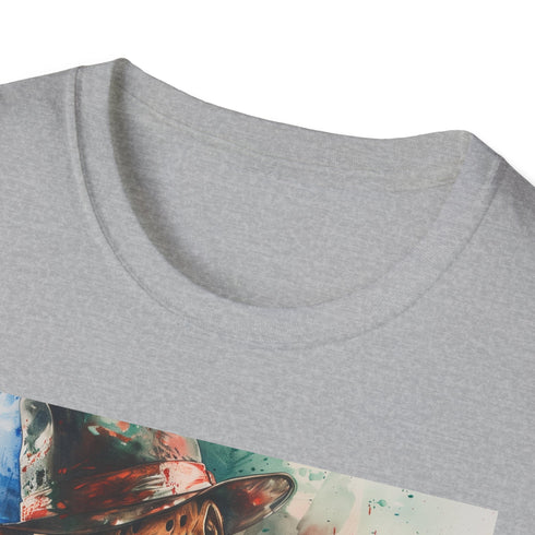 Charcoal Freddy Krueger t-shirt with menacing visage and comfortable cotton feel