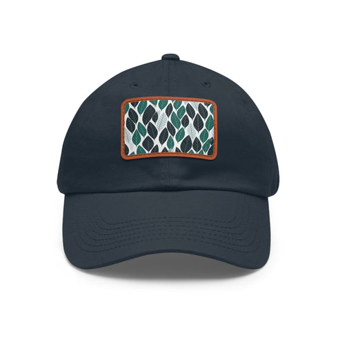 Green leaf print baseball cap with unique ferret texture design