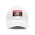 Winter-themed white baseball cap with light brown rectangle patch design.