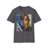 Charcoal cotton crew neck T-shirt with vibrant Luke Skywalker painting
