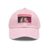Neon watercolor baseball cap with light brown patch, rectangle shape.