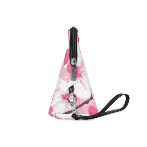 Cherry Blossom Chic Makeup Bag with Pink and White Petal Pattern