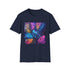 Neon Tropics Charcoal T-Shirt, Vibrant Jungle Design, Crew Neck, Cotton