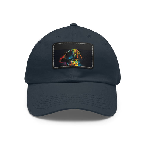 Neon Napoleon Watercolor Baseball Cap with Light Brown Rectangle Patch.