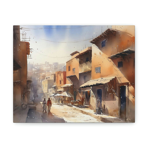 Marrakech Canvas: Vibrant Moroccan Souks on 8x10 Hanging Canvas