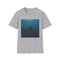Minimalist whale design charcoal t-shirt for serene summer style.
