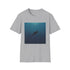 Minimalist whale design charcoal t-shirt for serene summer style.