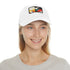 GeoCool Abstract Shapes Baseball Cap in White with Light Brown Patch
