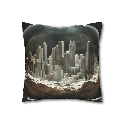 Ghost City Trapped in Glass Orb Double-Sided Square Cushion Cover