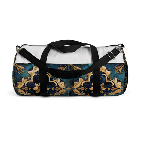 Artisan Tiles Pattern Small Duffel Bag with Bohemian Ceramic Design