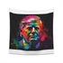 Neon watercolor tapestry of controversial figure, The Donald Trump. Vibrant art piece to spark conversation.