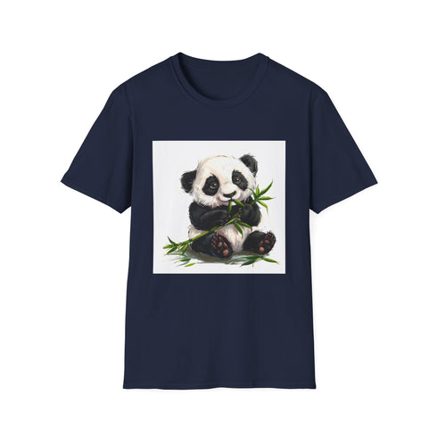 Charcoal t-shirt with panda munching bamboo graphic in soft breathable cotton