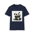 Charcoal t-shirt with panda munching bamboo graphic in soft breathable cotton