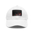 Night skyline Berlin baseball cap in white with light brown patch.