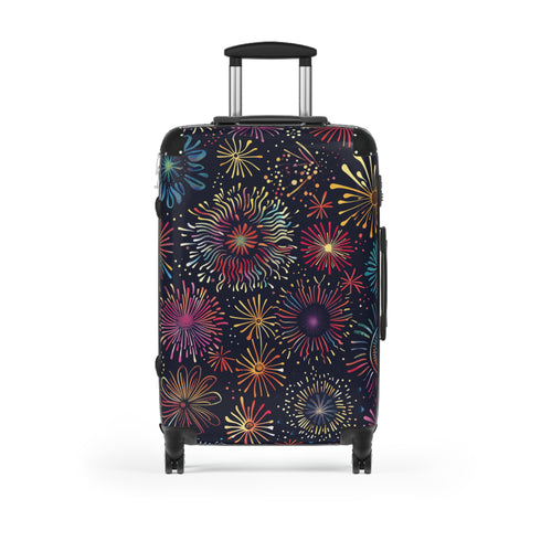 Festive Fireworks Adventure Suitcase in small black variant, perfect for travel.