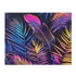 Neon Tropical Paradise Jigsaw Puzzle - vibrant jungle oasis with neon tropical leaves and palm trees for a colorful escape