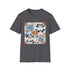 Charcoal cotton t-shirt with vibrant floral pattern evoking nature's charm