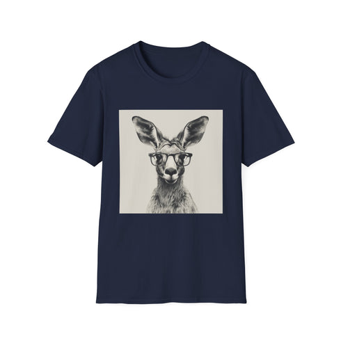 Charcoal cotton t-shirt featuring hipster kangaroo with books graphical design