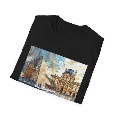 Charcoal watercolor Paris-themed t-shirt with crew neck made of soft cotton