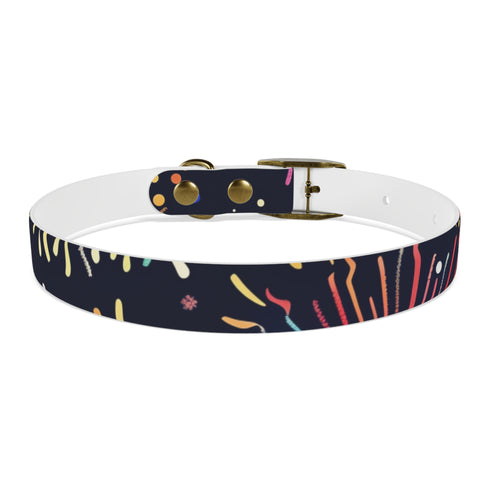Vibrant patterned dog collar for festive walks, size M in black.