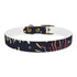 Vibrant patterned dog collar for festive walks, size M in black.