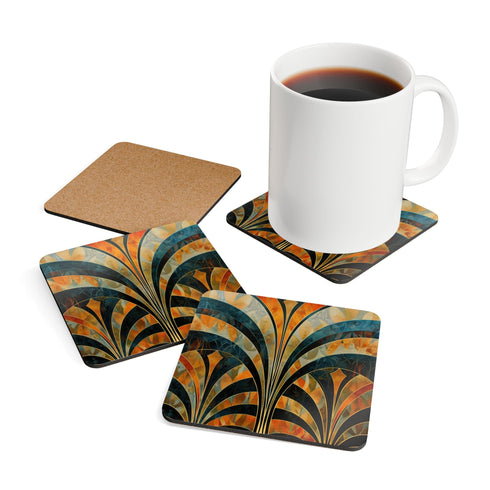 Ocean blue eyes square corkwood coaster set with mesmerizing pattern.