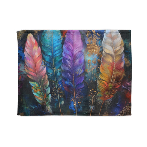 Boho Feathers patterned 30'' x 40'' sublimation printed blanket