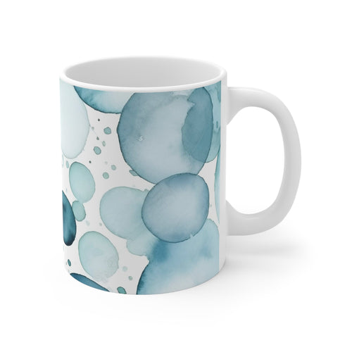 Mesmerizing blue watercolor eyes ceramic coffee mug for morning routine.