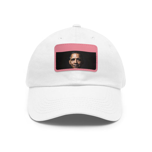 Barack Obama Edition white cotton baseball cap with light brown patch.