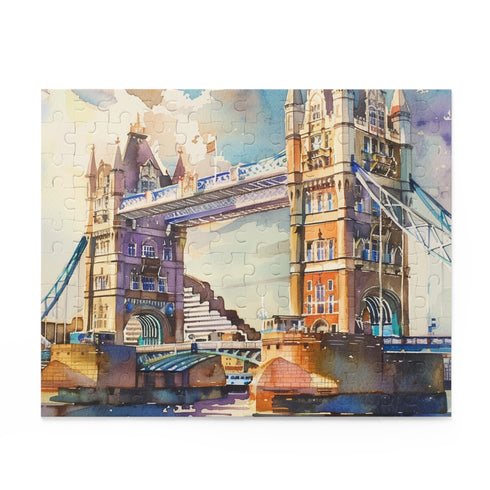 London Watercolor Tower Bridge Puzzle, 10" x 8", 120 pieces