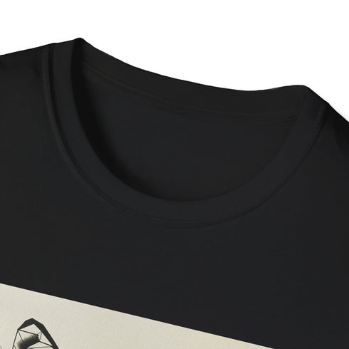 Geometric fox portrait t-shirt, cotton, charcoal, regular fit, crew neck.