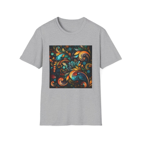 Organic Isomorphic Charcoal T-shirt with Geometric Harmony Design for Men and Women